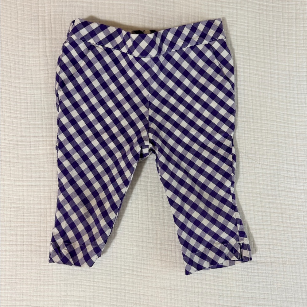 Janie & Jack toddler girls purple gingham capris 12-18 months